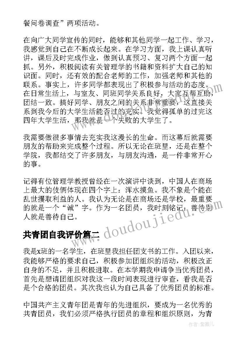 2023年共青团自我评价(模板9篇)