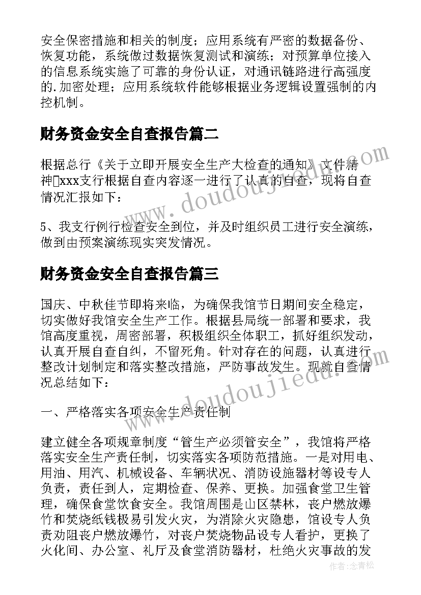 财务资金安全自查报告 资金安全自查报告(大全10篇)