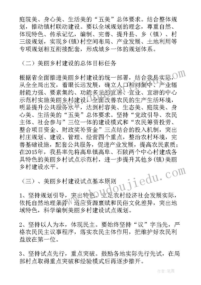 建设美丽乡村规划方案村级(优秀7篇)