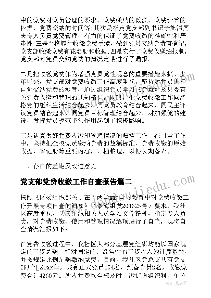 党支部党费收缴工作自查报告(优秀5篇)