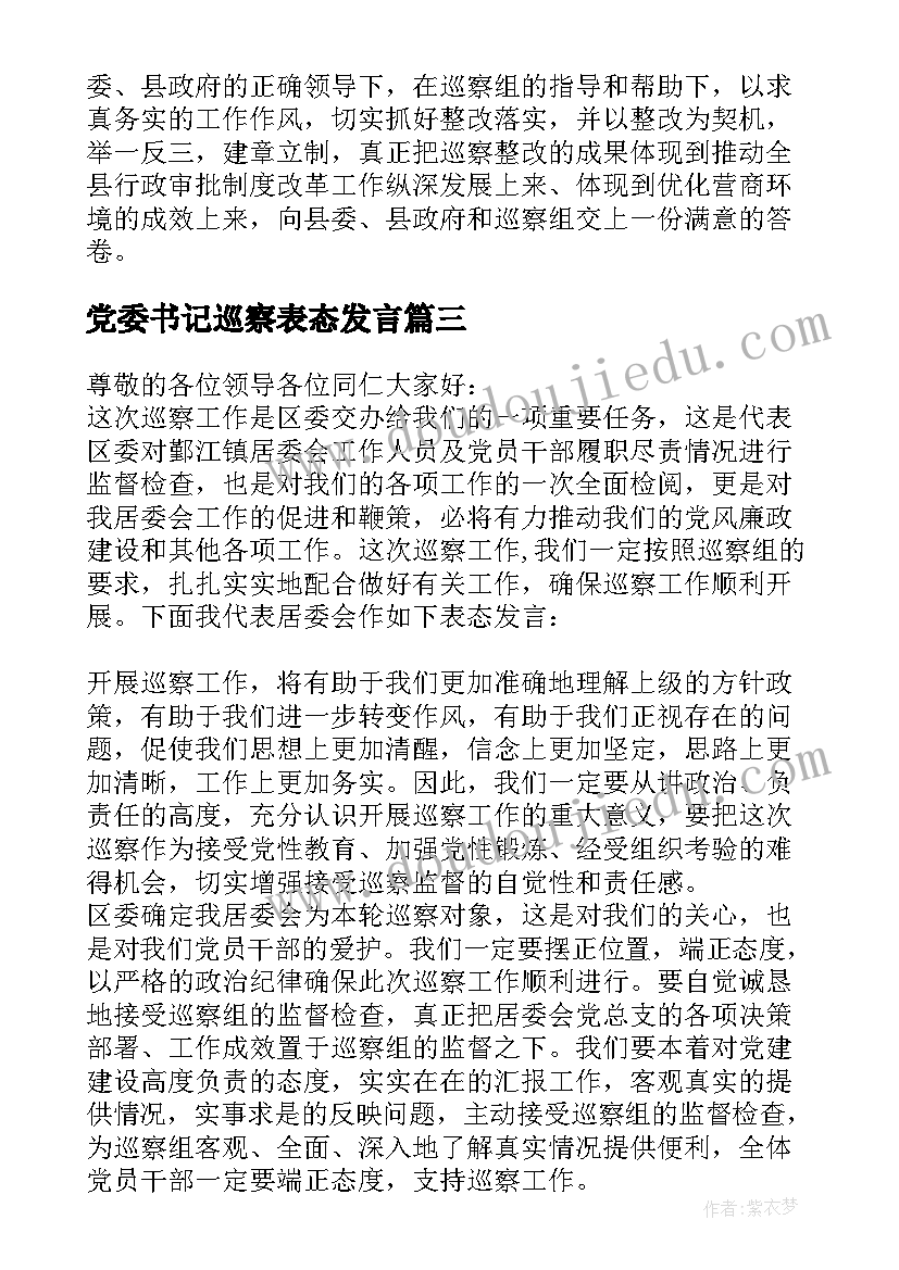 党委书记巡察表态发言(精选5篇)