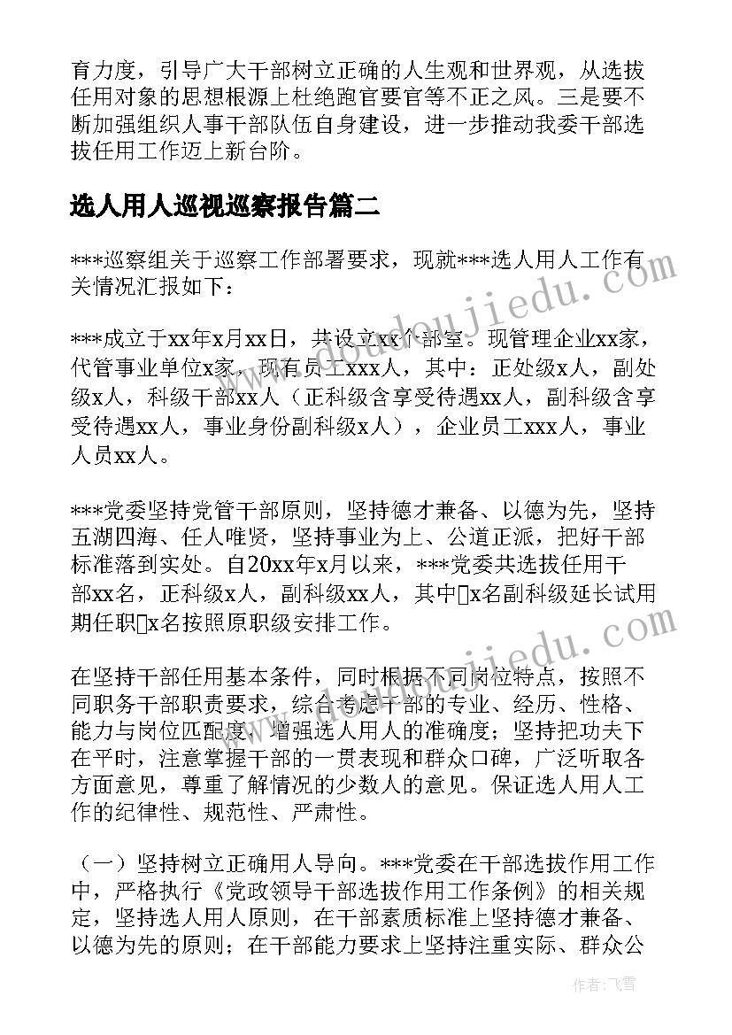 选人用人巡视巡察报告 巡视巡察选人用人专题报告(优秀5篇)