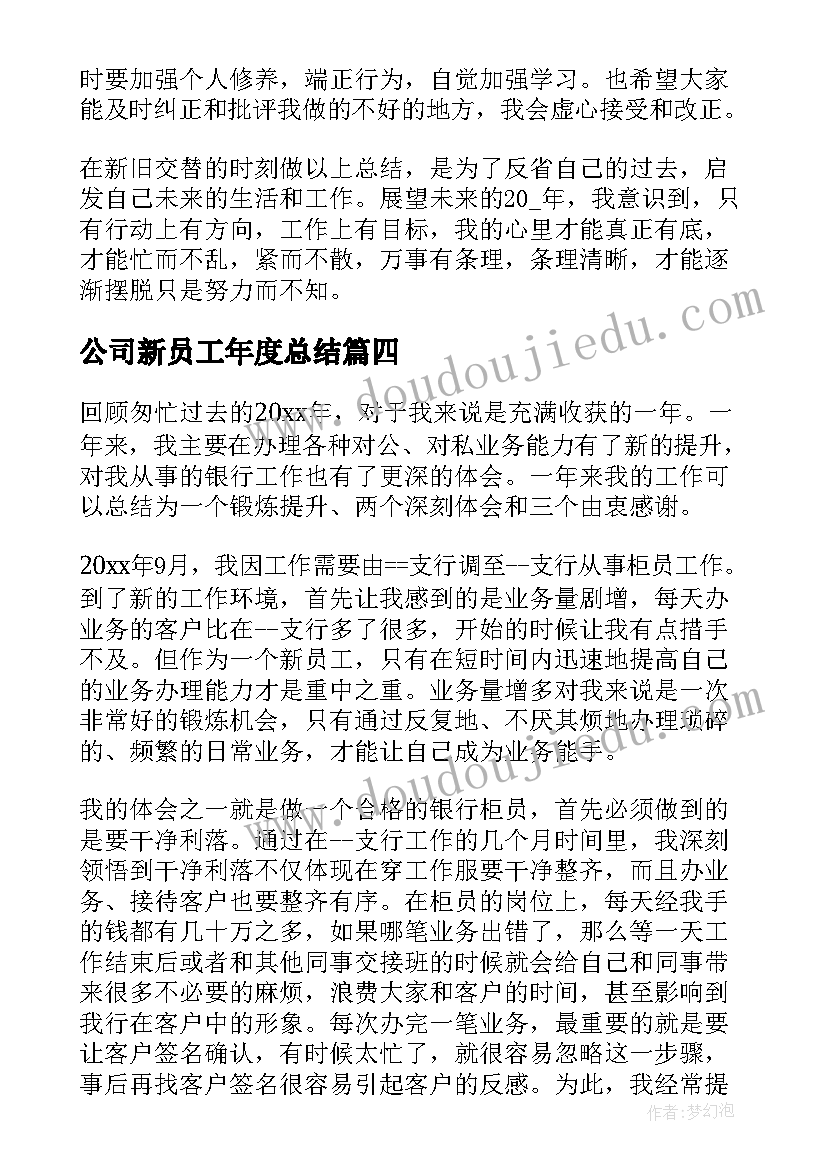 公司新员工年度总结 公司员工年终工作总结(优秀9篇)