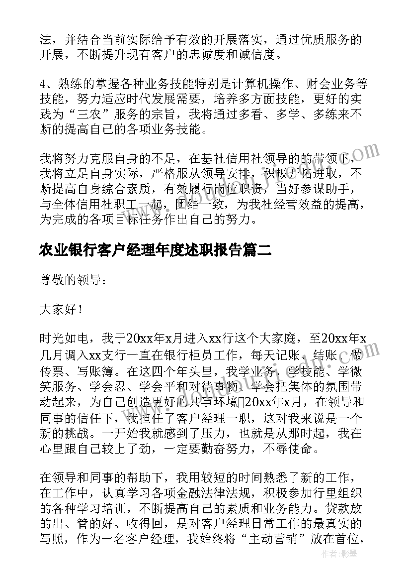 2023年农业银行客户经理年度述职报告(优秀5篇)