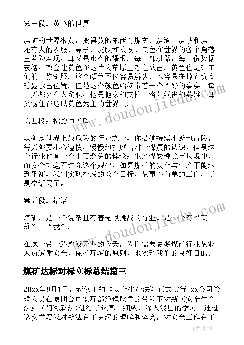 2023年煤矿达标对标立标总结(精选6篇)