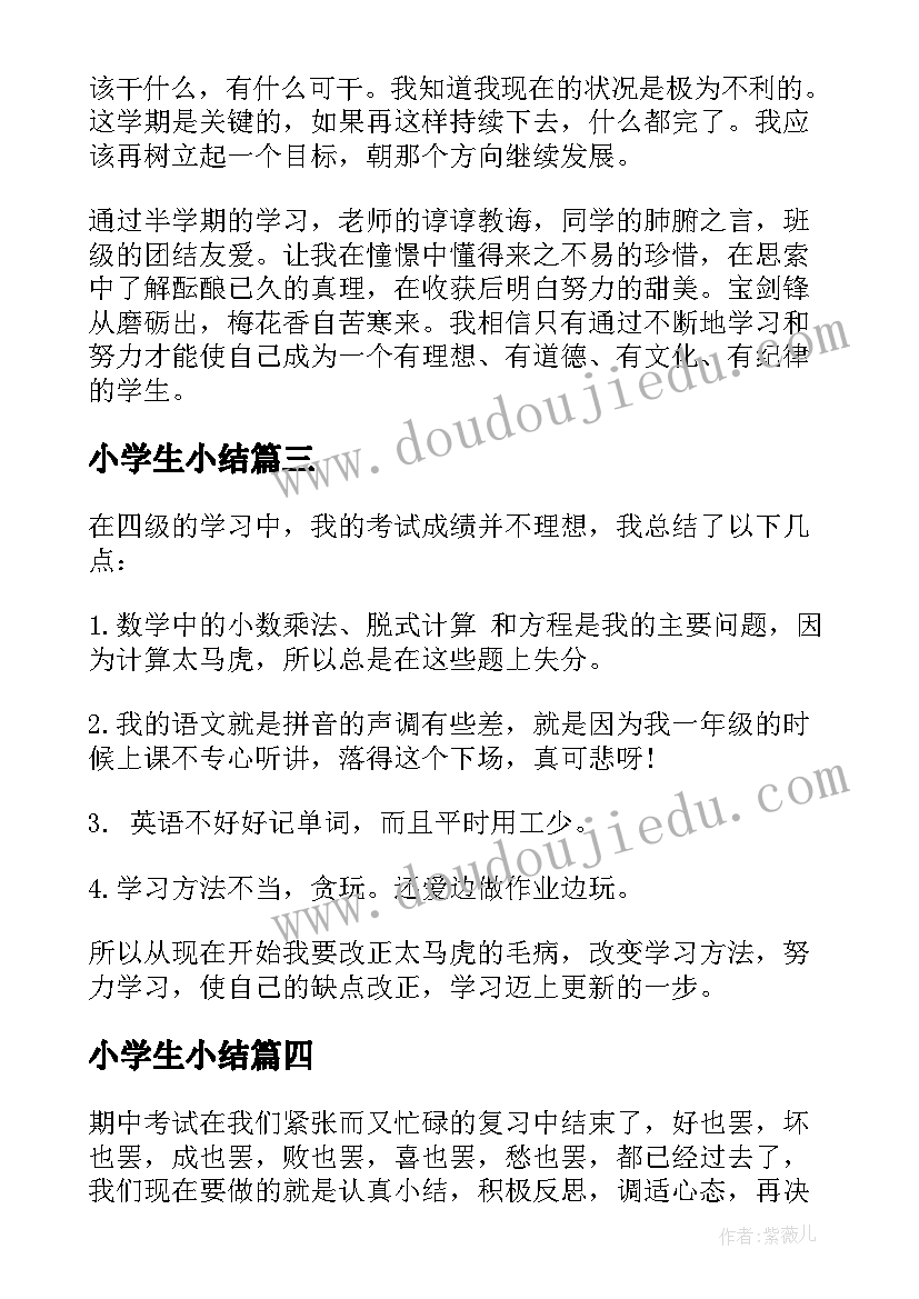 2023年小学生小结 小学生自我小结(优秀5篇)