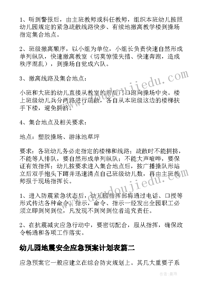 2023年幼儿园地震安全应急预案计划表(模板5篇)