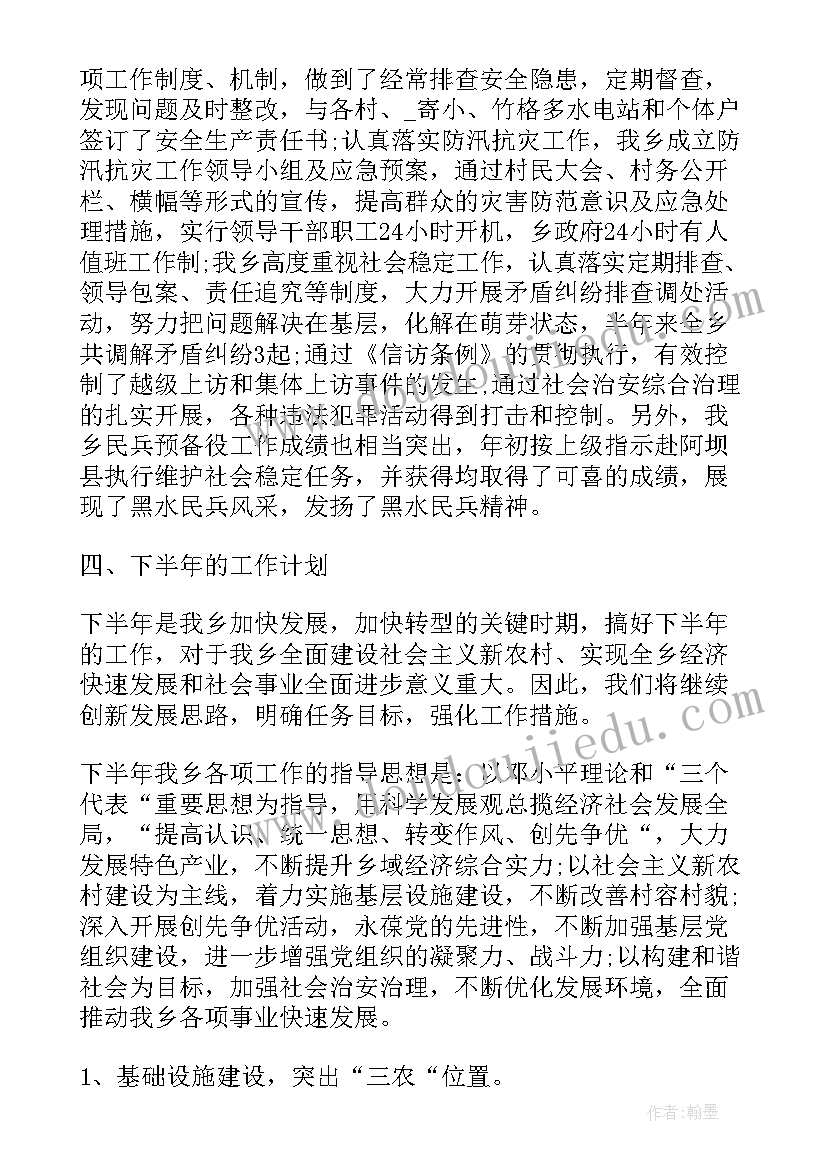 政府乡镇上半年工作总结报告(汇总5篇)