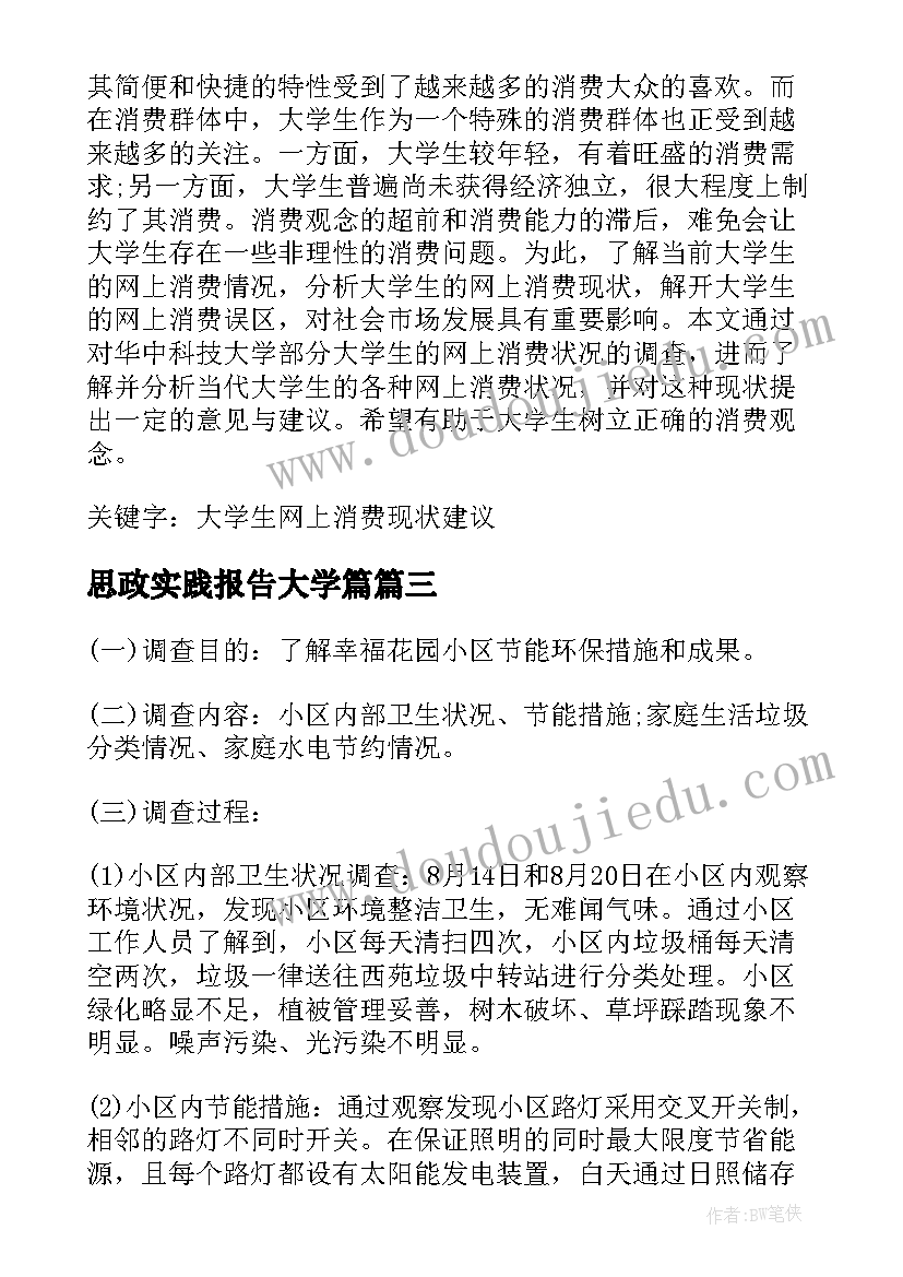 2023年思政实践报告大学篇 思政课实践报告(精选8篇)