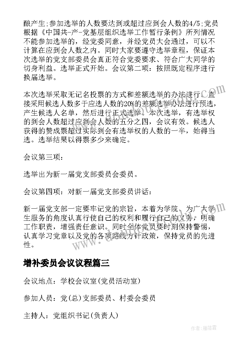 2023年增补委员会议议程 支部委员会分工会议记录(实用5篇)