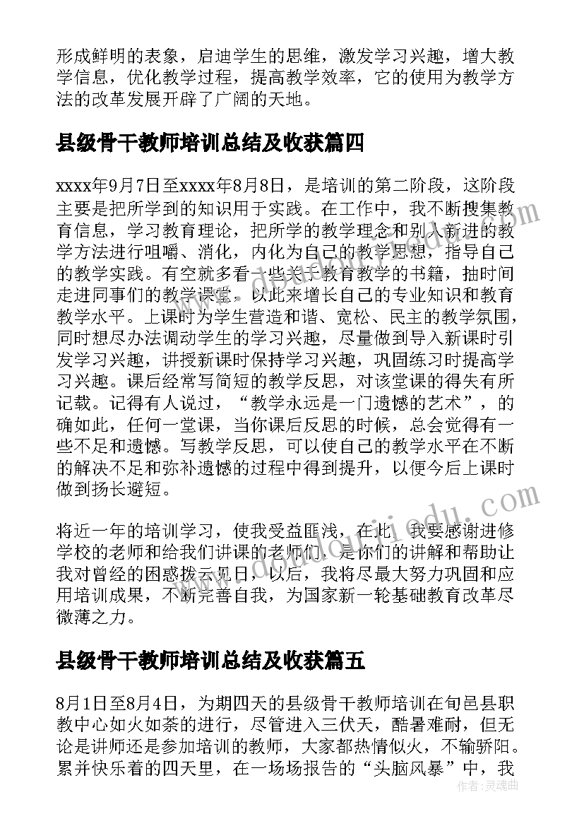 2023年县级骨干教师培训总结及收获(模板5篇)