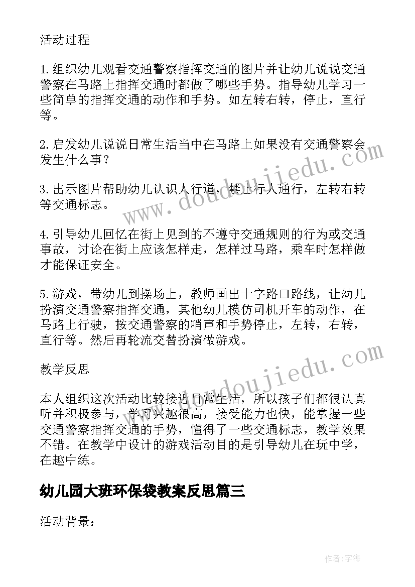 2023年幼儿园大班环保袋教案反思(实用5篇)