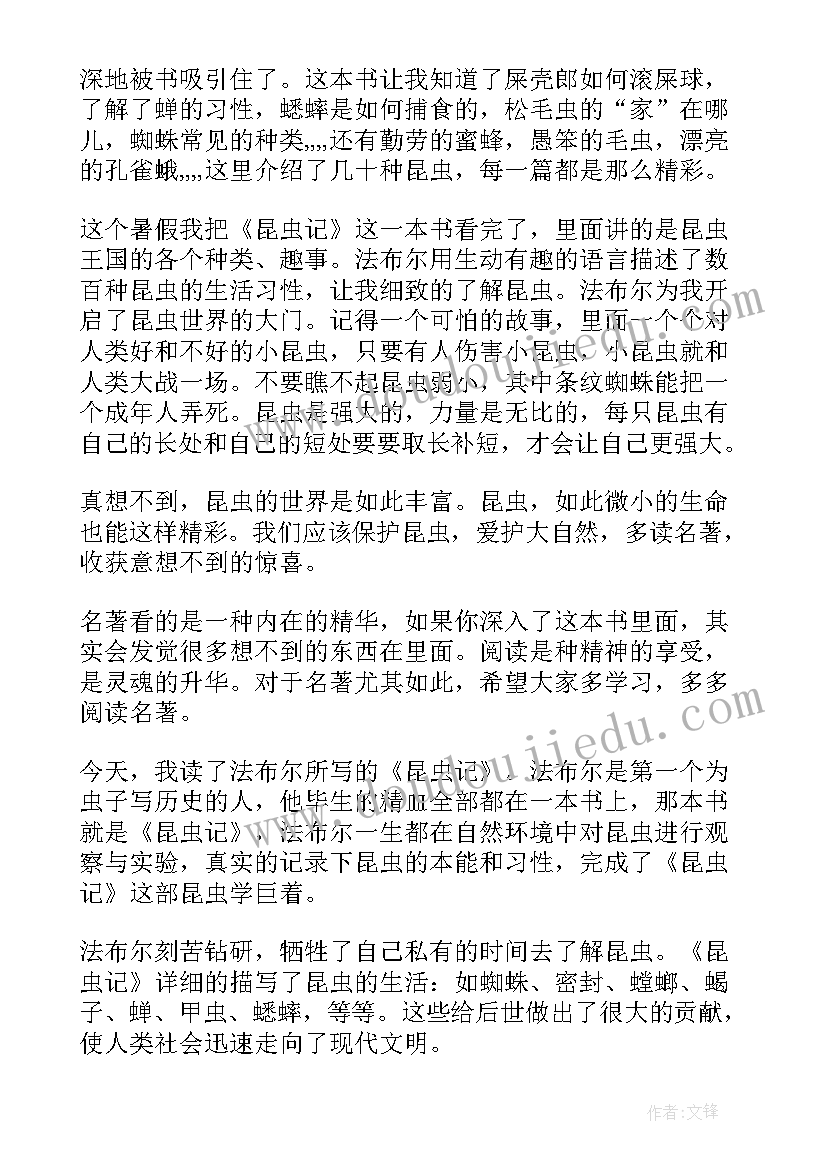 昆虫记初二读后感四百多个字 初二昆虫记萤火虫读后感(模板7篇)