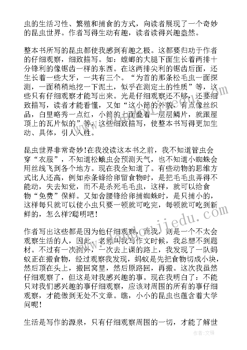 昆虫记初二读后感四百多个字 初二昆虫记萤火虫读后感(模板7篇)