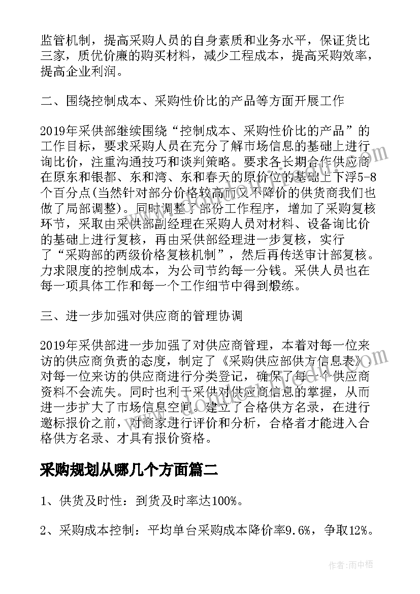 2023年采购规划从哪几个方面(模板5篇)