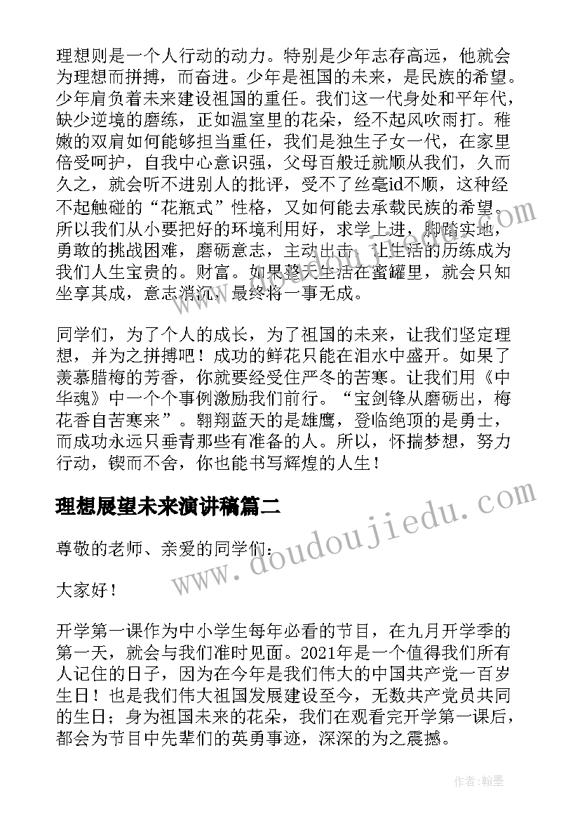 最新理想展望未来演讲稿(通用10篇)