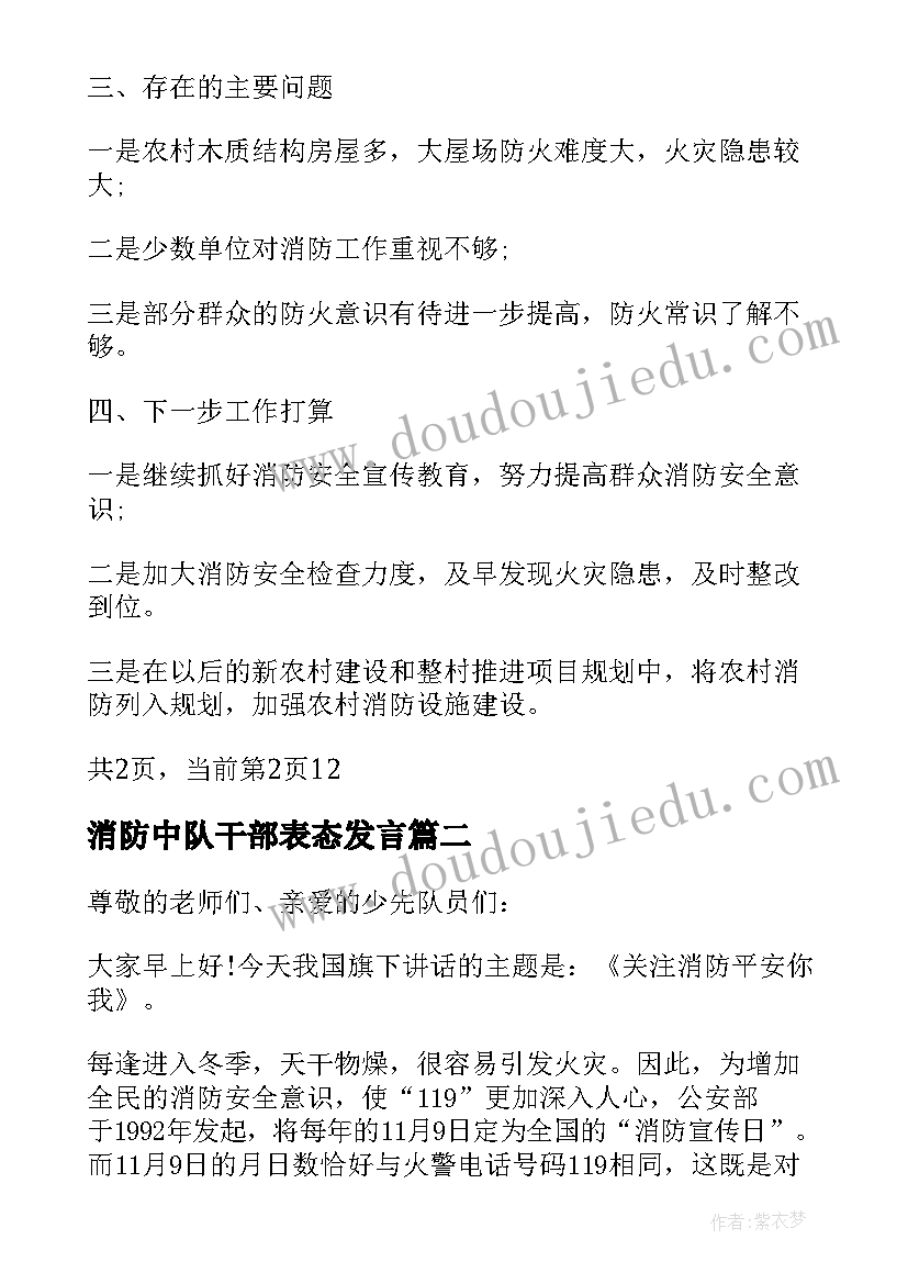 最新消防中队干部表态发言 乡镇消防安全工作表态发言稿(模板5篇)