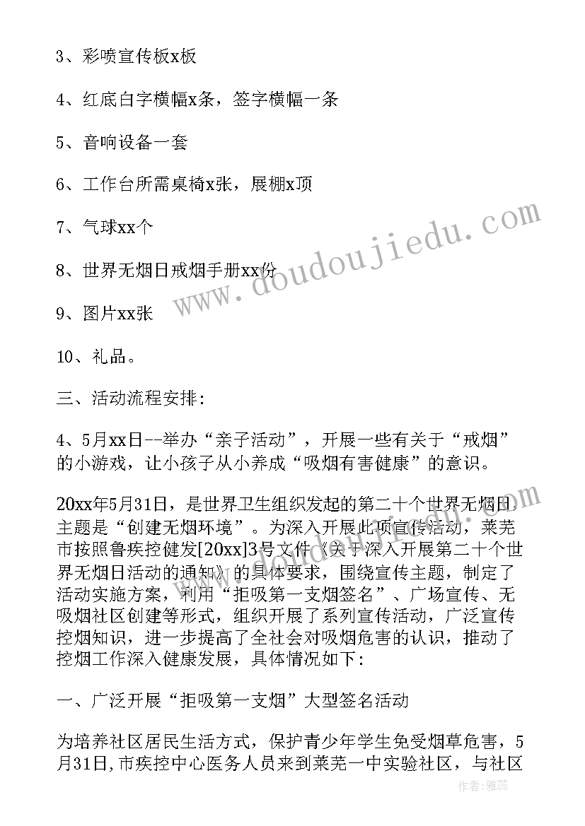 2023年社区开展世界无烟日活动总结(通用5篇)