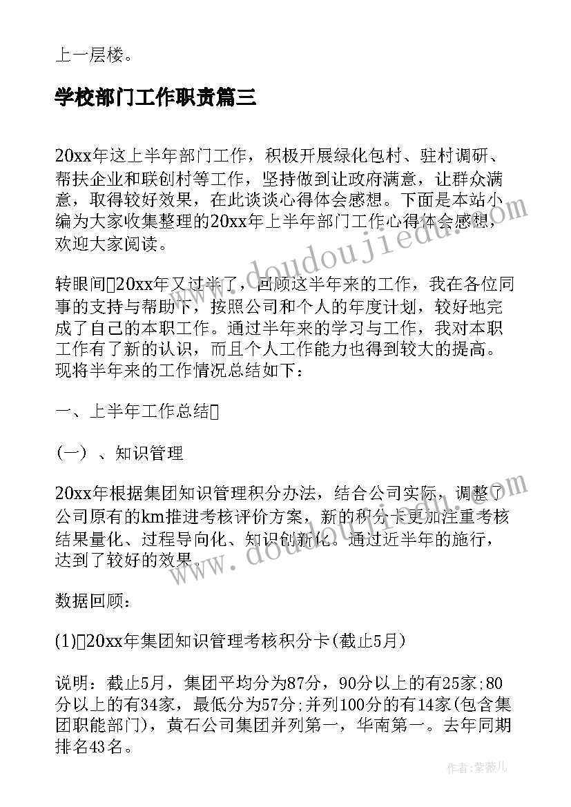 2023年学校部门工作职责(通用5篇)