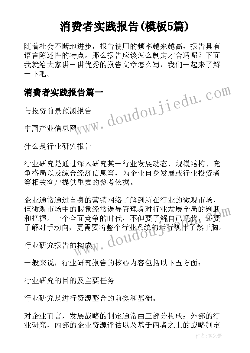 消费者实践报告(模板5篇)