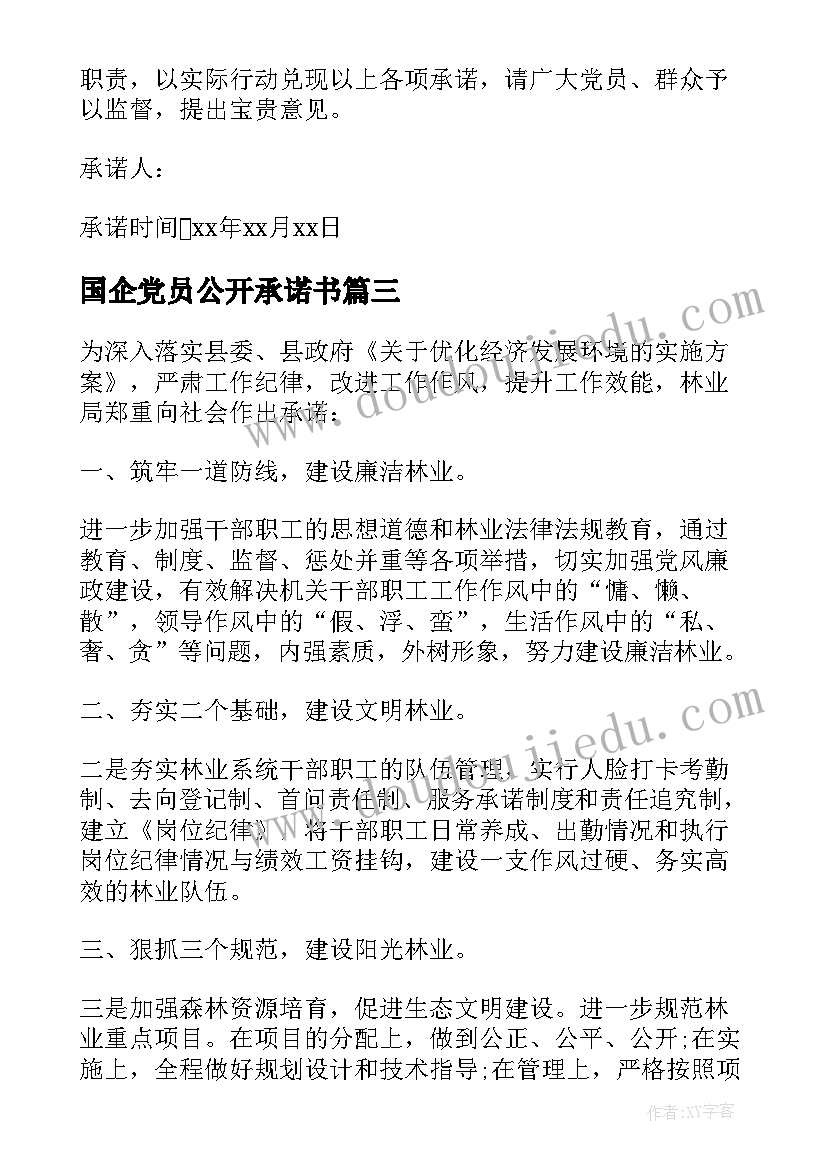 2023年国企党员公开承诺书 基层党组织公开承诺书(模板5篇)