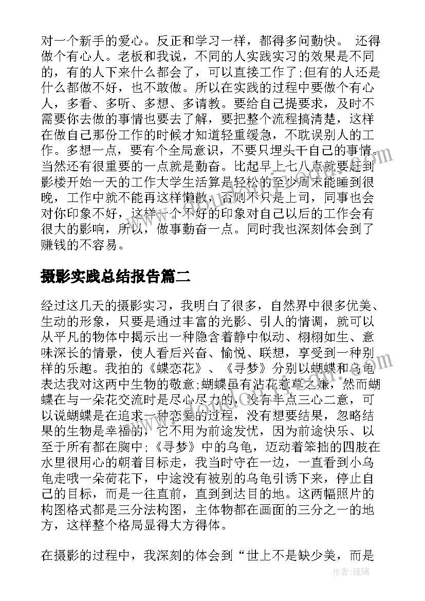 2023年摄影实践总结报告(精选9篇)