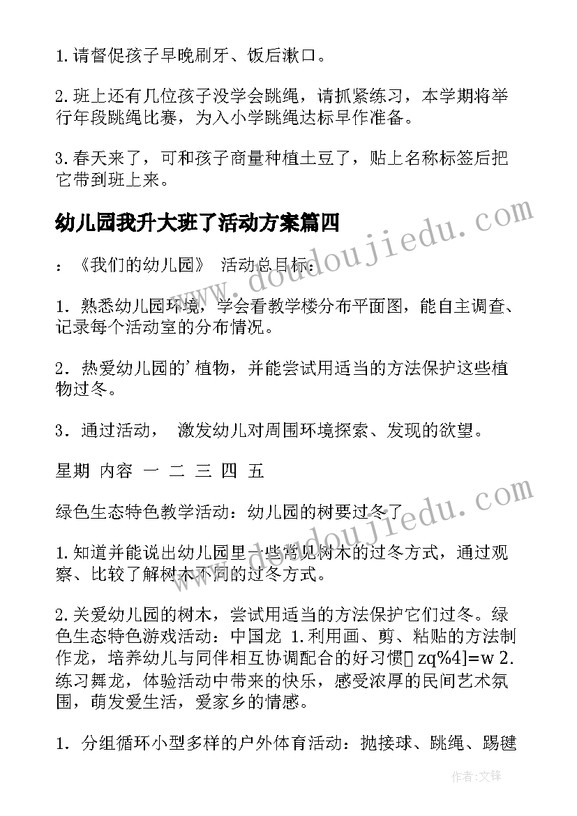 最新幼儿园我升大班了活动方案(实用5篇)