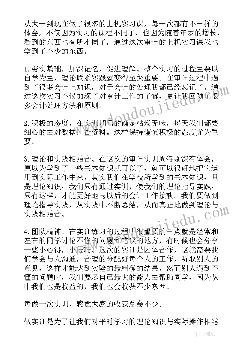 2023年审计实训心得体会(优质5篇)