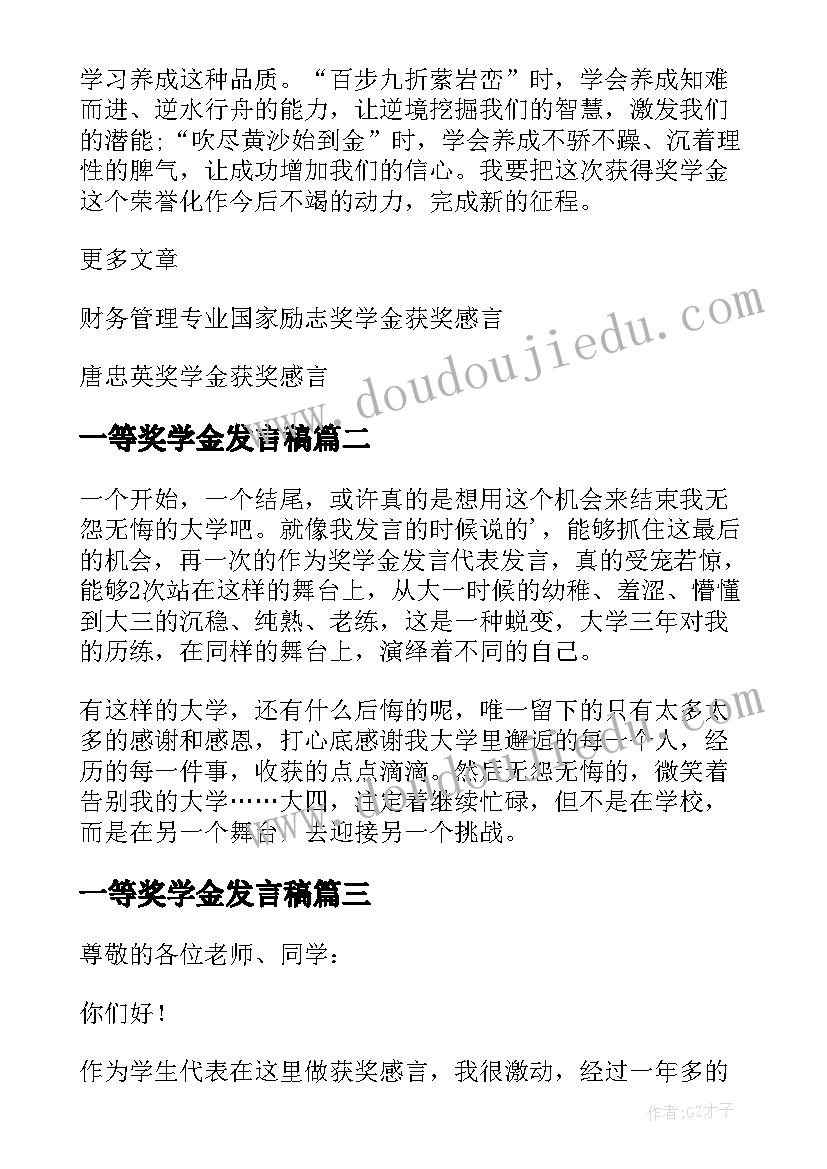 一等奖学金发言稿(大全5篇)