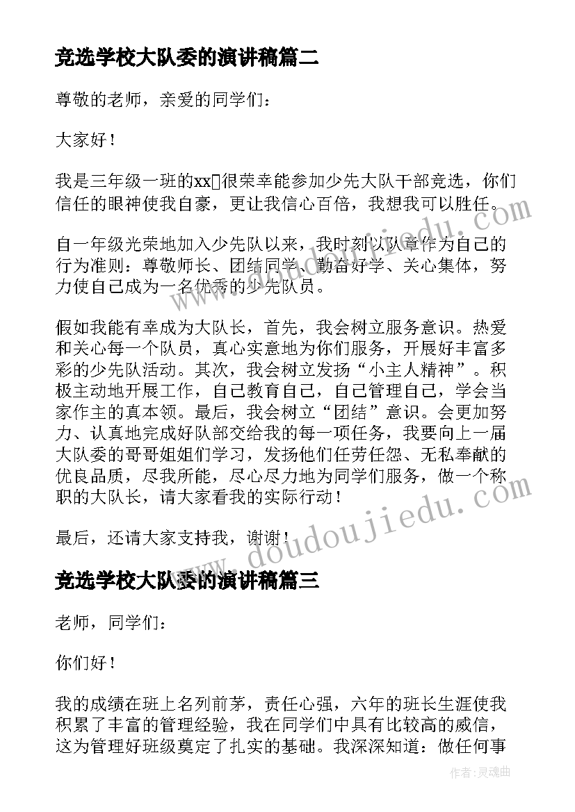 2023年竞选学校大队委的演讲稿(实用9篇)