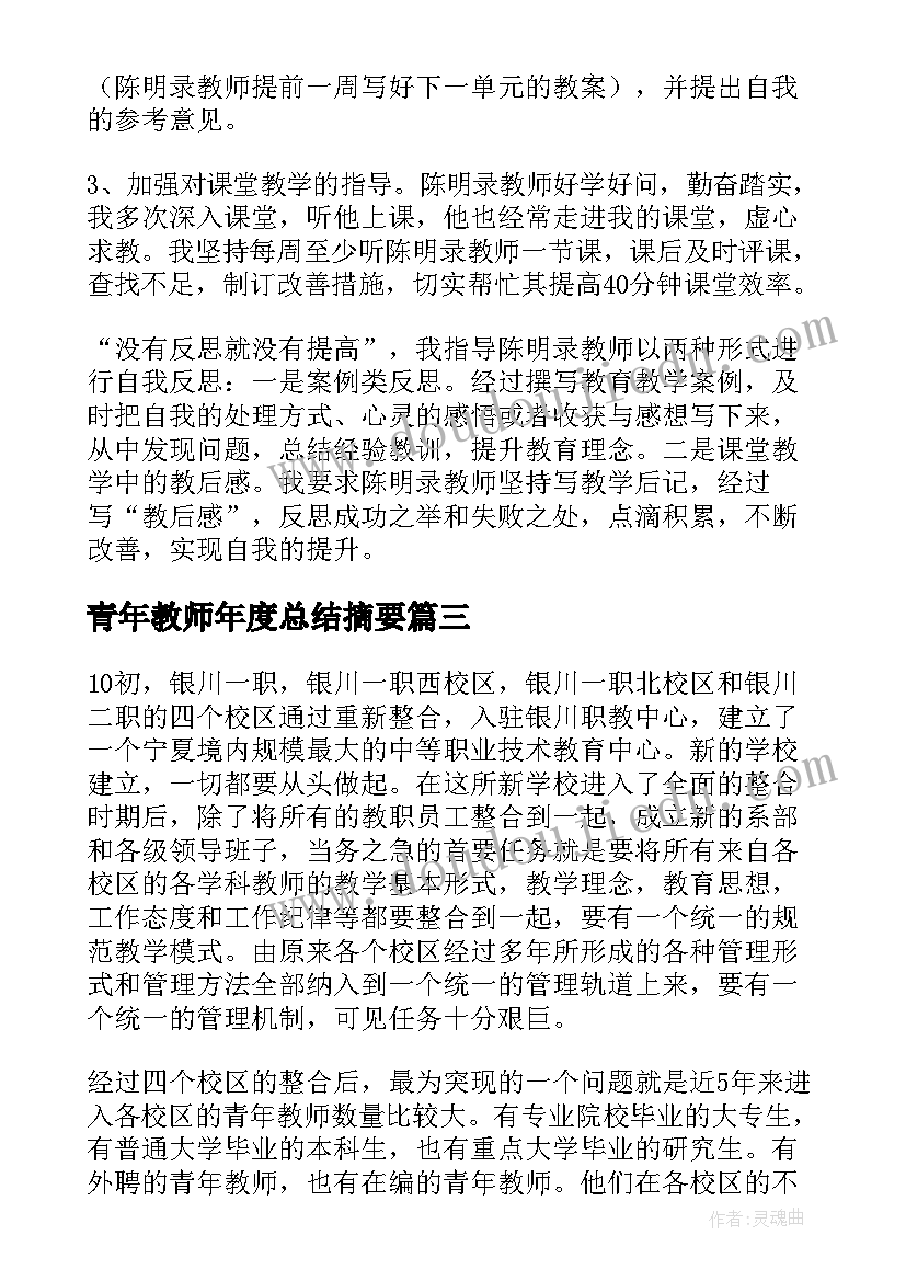 2023年青年教师年度总结摘要 青年教师年度工作总结(实用5篇)