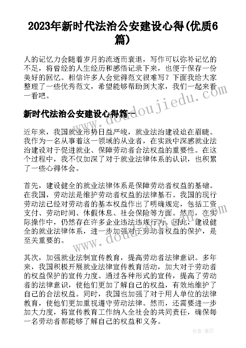 2023年新时代法治公安建设心得(优质6篇)