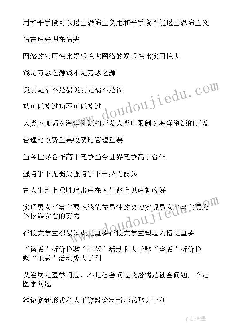 2023年辩论赛二辩开场白(模板5篇)