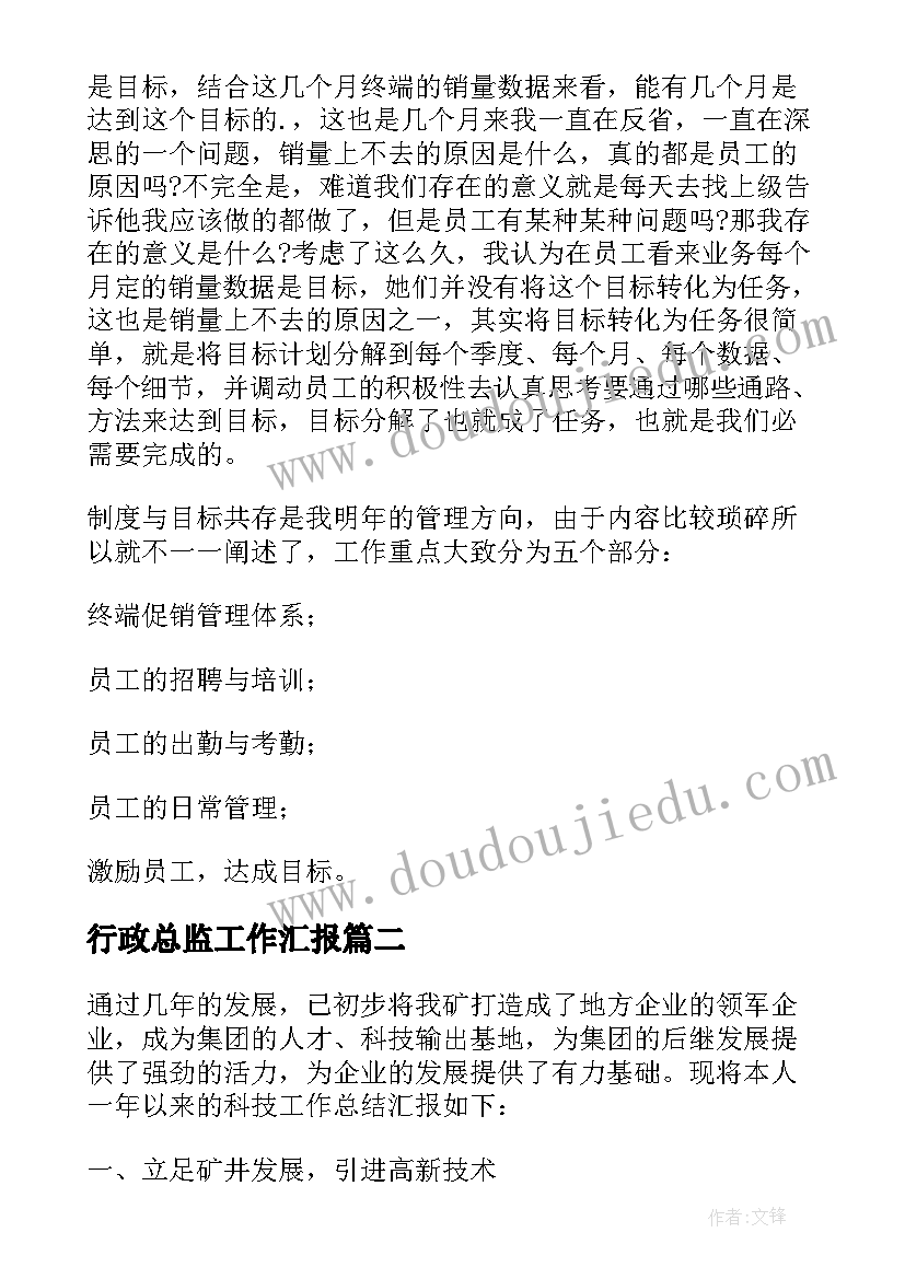 行政总监工作汇报 年终总监个人工作总结(大全7篇)