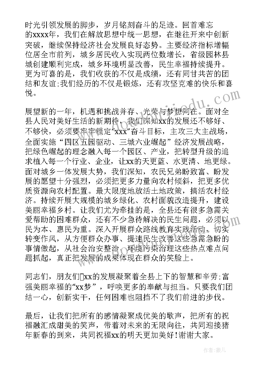 新任团县委书记发言 县委书记在春节文艺晚会上的讲话稿(通用5篇)