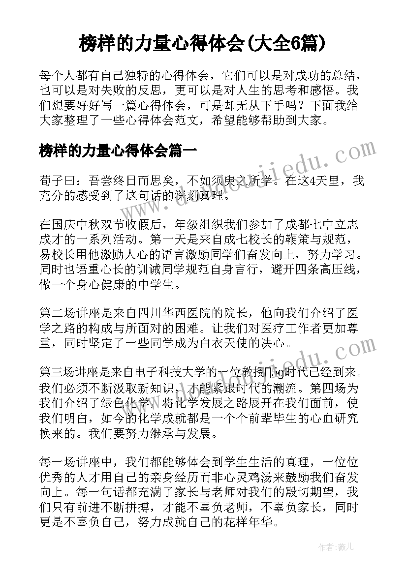 榜样的力量心得体会(大全6篇)