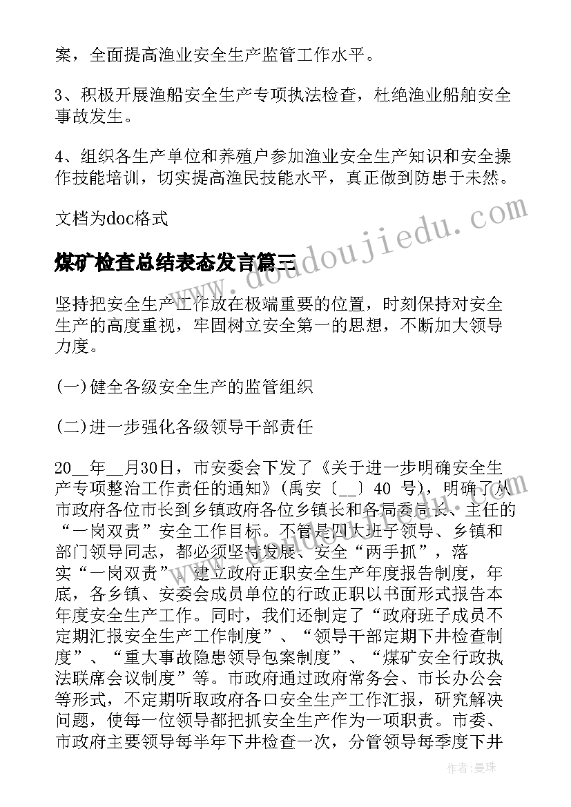 2023年煤矿检查总结表态发言 煤矿安全生产大检查总结(通用5篇)