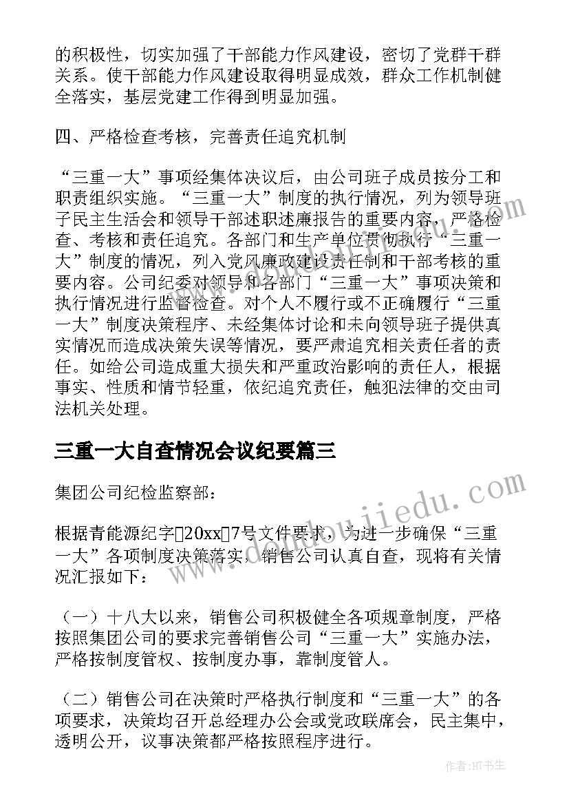 三重一大自查情况会议纪要(实用5篇)