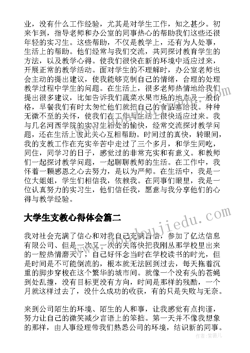 最新大学生支教心得体会(精选7篇)