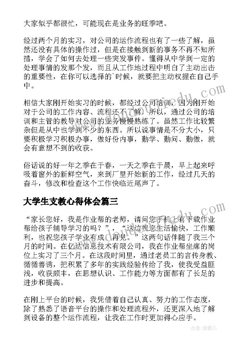 最新大学生支教心得体会(精选7篇)