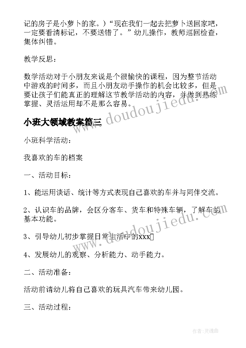 小班大领域教案(汇总5篇)