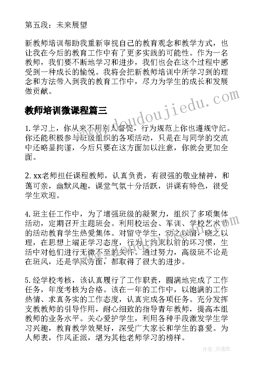 教师培训微课程 新教师培训心得体会篇(优秀6篇)