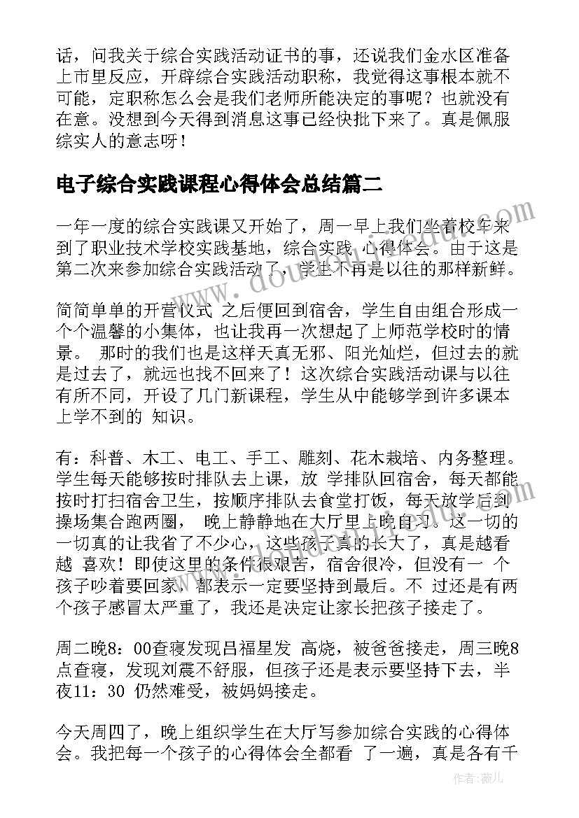 电子综合实践课程心得体会总结 综合实践课程心得体会(实用5篇)