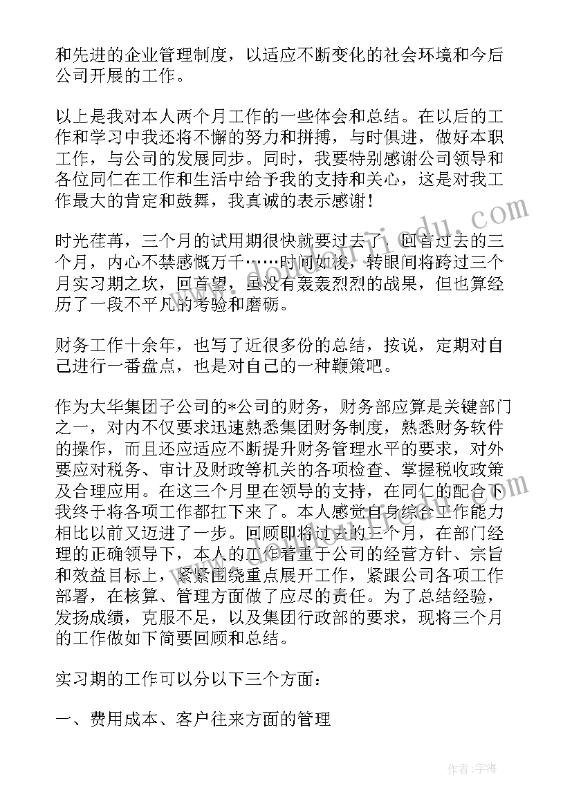 2023年财务试用期满个人工作总结(优质5篇)