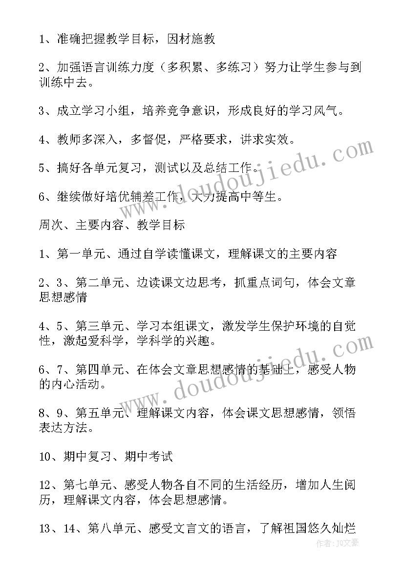 最新六年级语文教学计划进度表(优秀5篇)