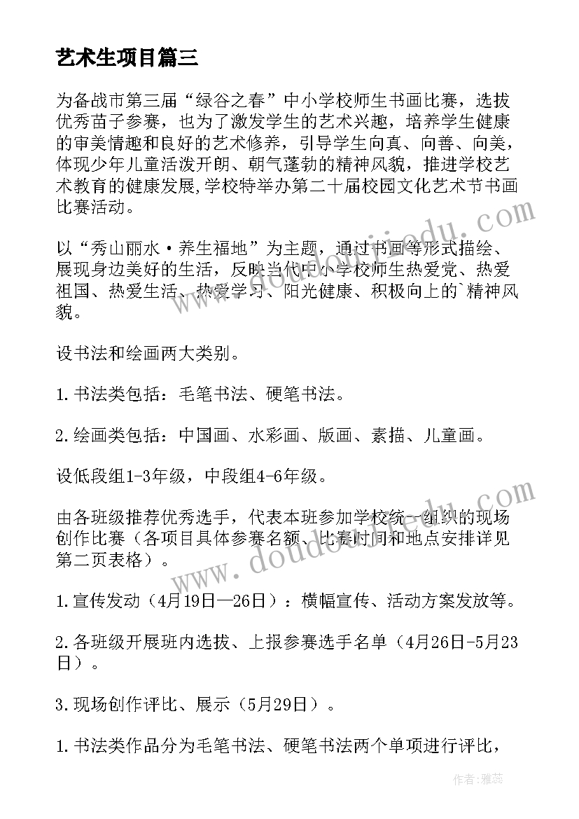 2023年艺术生项目 艺术节活动方案(模板5篇)