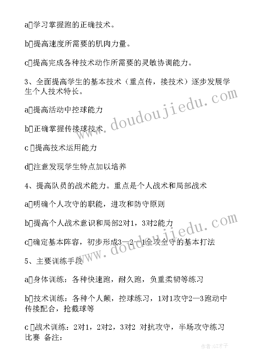 小学女子足球训练计划 小学校园足球训练计划(实用5篇)