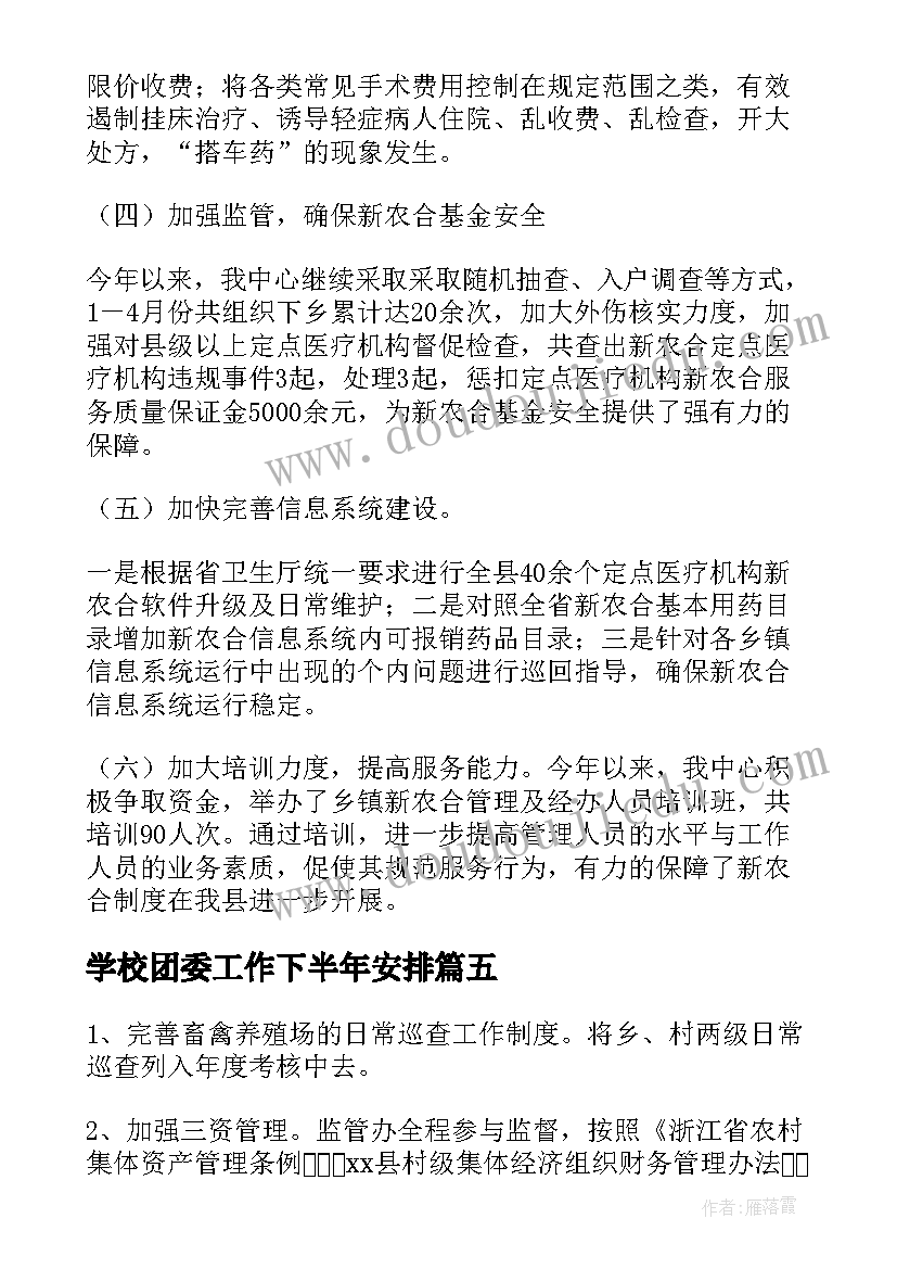 最新学校团委工作下半年安排 上半年工作总结暨下半年工作计划(优质5篇)