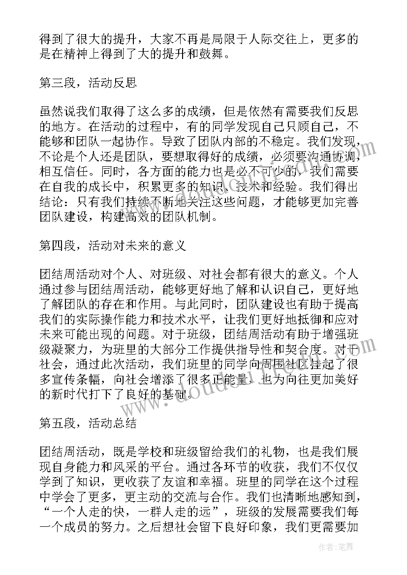 团结活动心得体会(优质5篇)