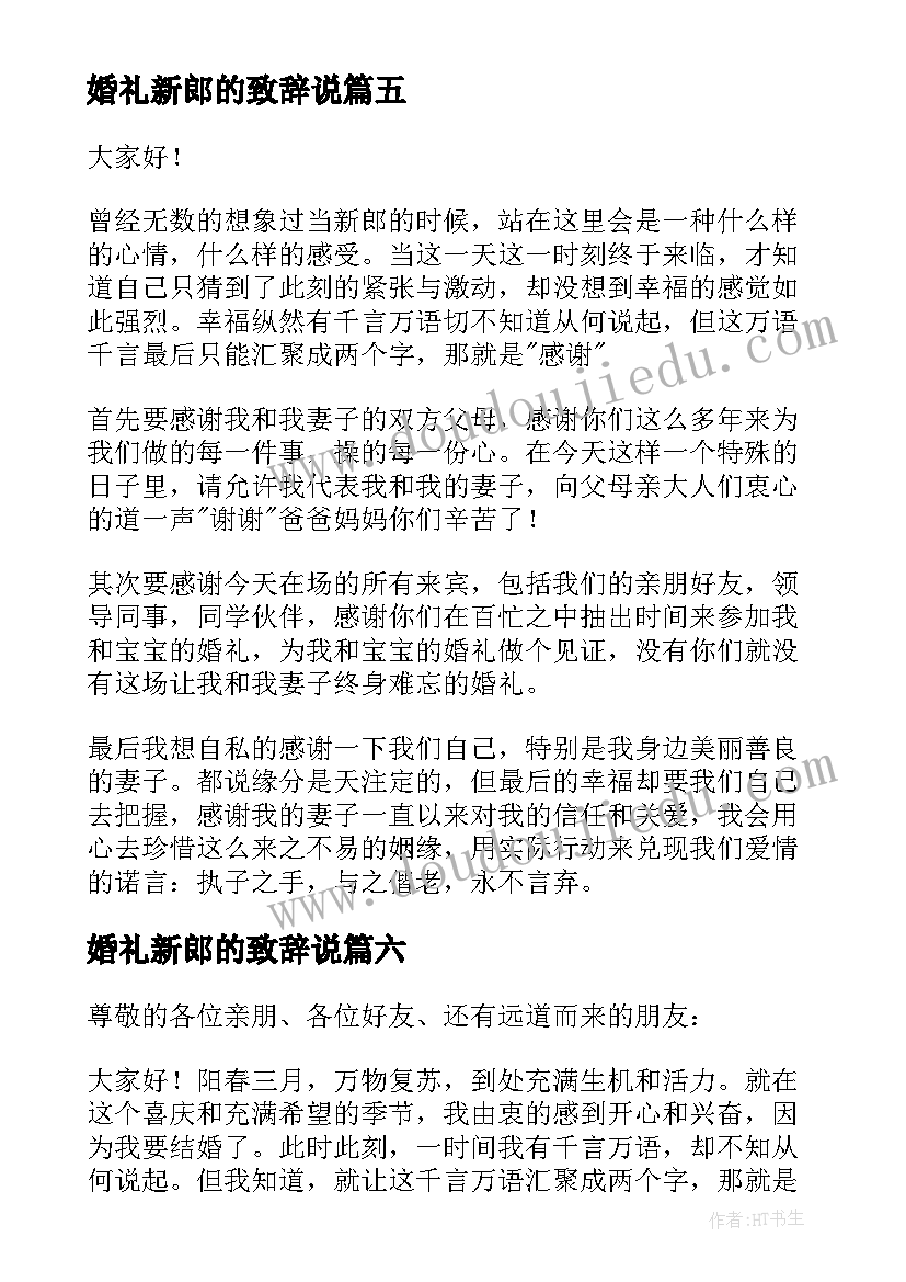 2023年婚礼新郎的致辞说(实用7篇)